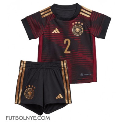 Camiseta Alemania Antonio Rudiger #2 Visitante Equipación para niños Mundial 2022 manga corta (+ pantalones cortos)